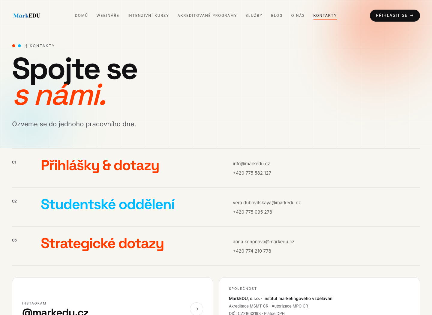 MarkEDU contact page