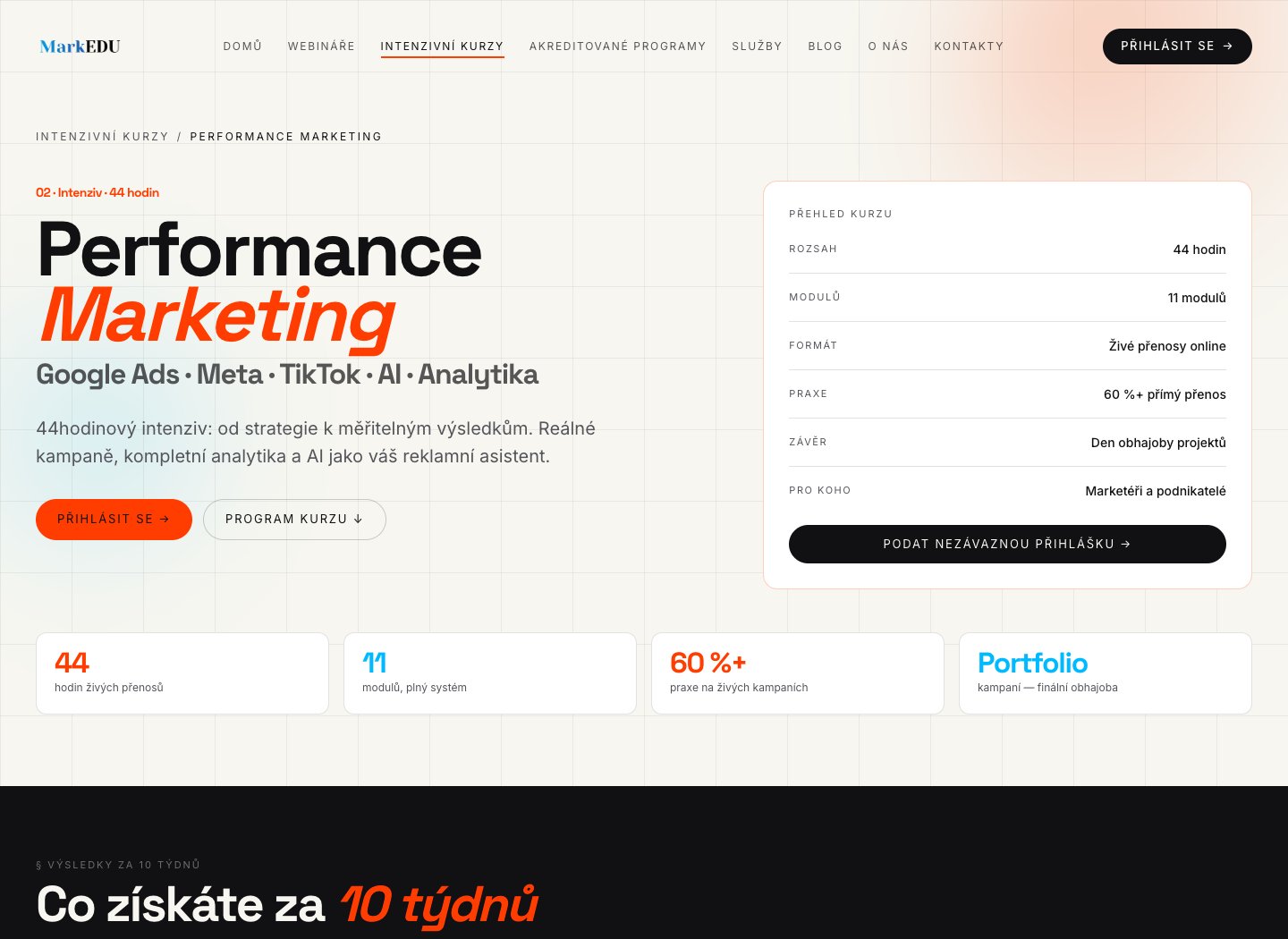 MarkEDU intensive course page